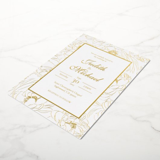 Invitation de Mariage blanc or chic (Rotation)