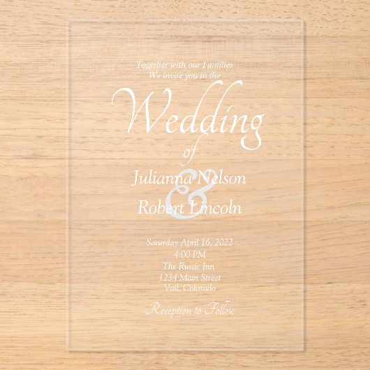 Invitation de mariage blanche (Recto)