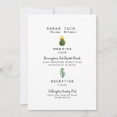 Invitation de mariage blanche simple Cactus Two Li (Devant)