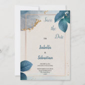 invitation de mariage bleu (Devant)