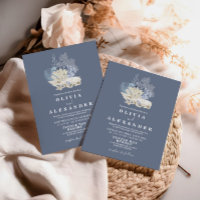 Invitation de mariage bleu coquillage de plage