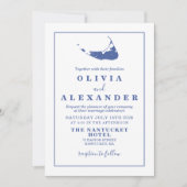 Invitation de mariage bleu de Nantucket (Devant)