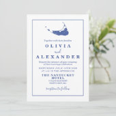 Invitation de mariage bleu de Nantucket (Debout devant)