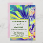 Invitation de mariage bleu et jaune - Florales d'a (Devant / Derrière)