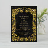 Invitation de mariage bleu minuit céleste étoiles (Debout devant)