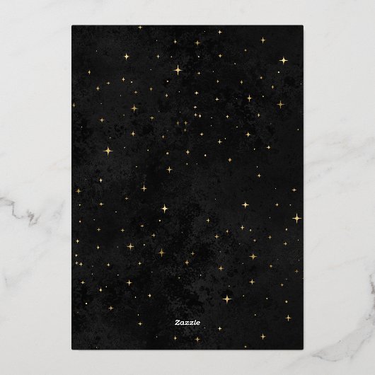 Invitation de mariage bleu minuit céleste étoiles (Verso)