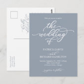 Invitation de mariage bleu poussiéreux calligraphi (Devant / Derrière)