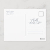 Invitation de mariage bleu poussiéreux calligraphi (Dos)