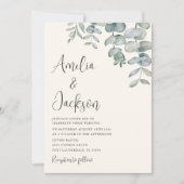 Invitation de mariage bleu vert eucalyptus aquarel (Devant)