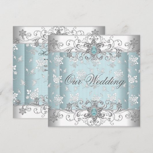 Invitation de mariage bleue (Devant / Derrière)
