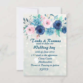 Invitation de mariage Blue & Blush