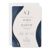 Invitation de mariage Blue Elegance Royal Wave | B
