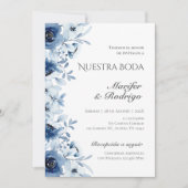 Invitation de mariage Blue Flores (Devant)