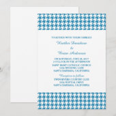 Invitation de mariage Blue Houndstooth (Devant / Derrière)