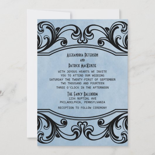 Invitation de mariage Blue Vintage (Devant)