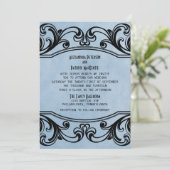 Invitation de mariage Blue Vintage (Debout devant)