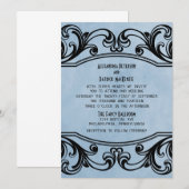 Invitation de mariage Blue Vintage (Devant / Derrière)