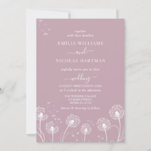 Invitation de mariage bohème à fleur sauvage rose 