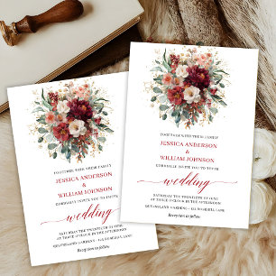 Invitation de mariage bohème automnal à fleurs de