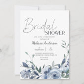 Invitation de mariage bohème aux fleurs bleu pouss (Devant)