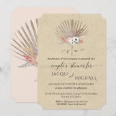 Invitation de mariage bohème avec fleurs et herbe  (Devant / Derrière)