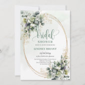 Invitation de mariage bohème chic verte et or (Devant)