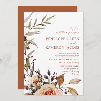 Invitation de mariage bohème d'automne 