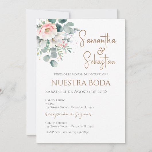 Invitation de mariage bohème espagnol (Devant)