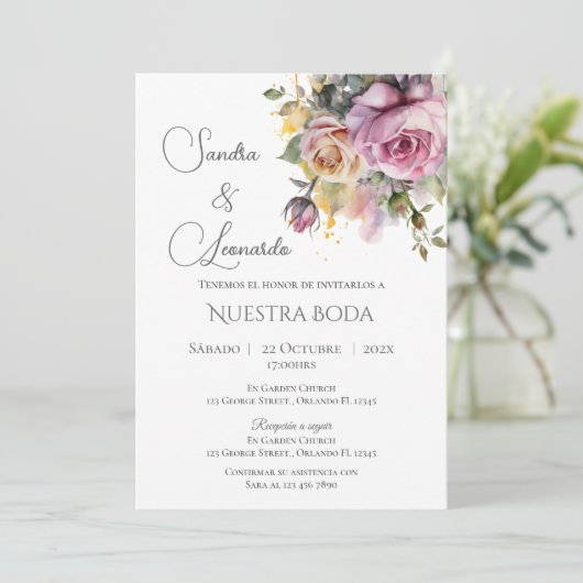 Invitation de mariage bohème espagnole (Debout devant)