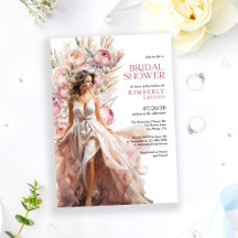 Invitation de mariage bohème florale aux roses ros