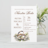 Invitation de mariage bohème florale Invitación (Debout devant)