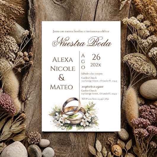 Invitation de mariage bohème florale Invitación