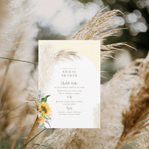 Invitation de mariage bohème florale jaune pampas