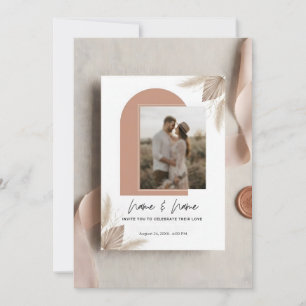 Invitation de mariage bohème minimaliste avec phot