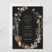 Invitation de mariage bohème noir (Devant)