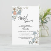 Invitation de mariage bohème printemps bleu floral (Debout devant)