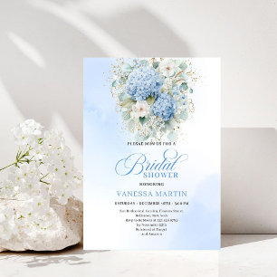 Invitation de mariage bohème tendance bleue floral
