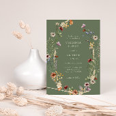 Invitation de mariage bohème verte