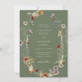 Invitation de mariage bohème verte (Devant)