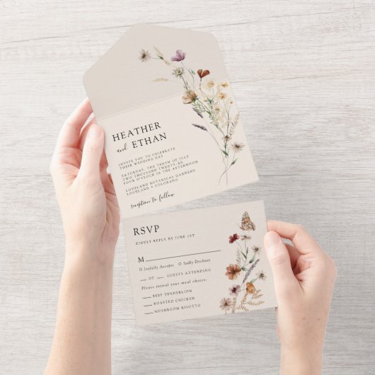 Invitation de mariage Boho All in One (Déchirure)