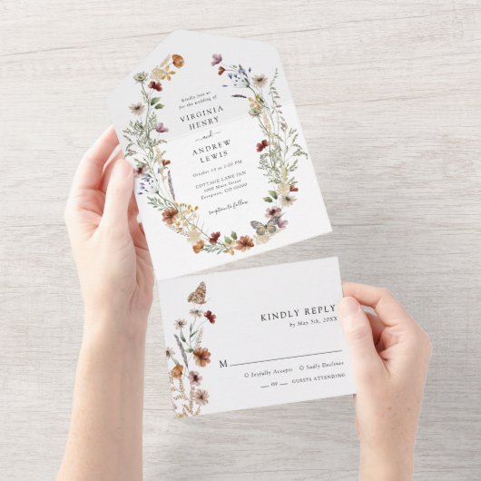 Invitation de mariage Boho All in One (Déchirure)