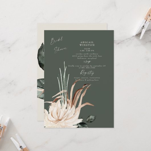 Invitation de mariage boho avec herbe de Pampas sa (Devant/Arrière en situation)