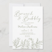 Invitation de mariage boho fleurs sauge petit-déje (Devant)