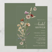 Invitation de mariage boho verte (Devant / Derrière)
