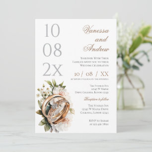 Invitation de mariage Boho Whit Ring