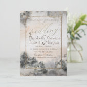 Invitation de mariage bois forêt arbre (Debout devant)
