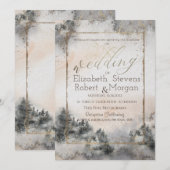 Invitation de mariage bois forêt arbre (Devant / Derrière)