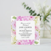 Invitation de mariage bon marché avec fleurs roses (Debout devant)