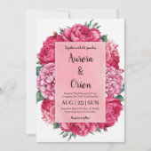 invitation de mariage botanique à fleurs roses cha (Devant)