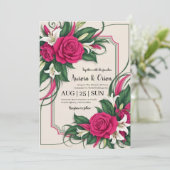 invitation de mariage botanique à fleurs roses cha (Debout devant)